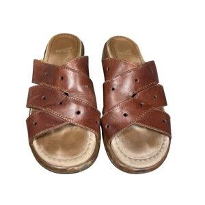 Dansko Women’s Brown Leather Slip-On Sandals Comfort Slides Size 39 EU / 8.5-9